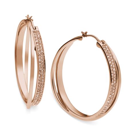 michael kors rose gold earrings sale|gold hoop earrings michael kors.